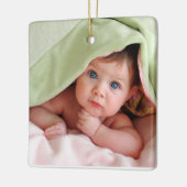 Baby Foto Ornament mit Births Stats Pink Dots (Links)