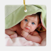Baby Foto Ornament mit Births Stats Pink Dots (Vorderseite)
