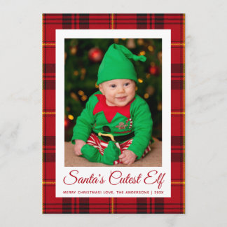 Baby-Foto Roter Tartan Weihnachtsmanns süßester El Feiertagskarte