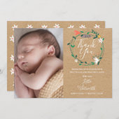Baby Foto Rustic Boho Floral Vielen Dank, dass Sie Ankündigung (Vorne/Hinten)