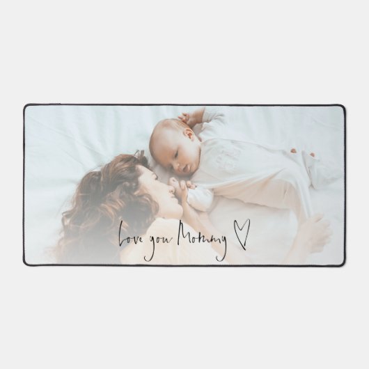 Baby Foto Script Liebe You Mommy Heart Schreibtischunterlage (Vorderseite)