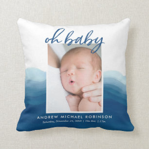 Baby Foto Stars Blue Ombre Wasserfarbe Kissen