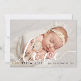 Baby-Foto Süßes Skript Gold Liebe Herzen Geburt Ankündigung