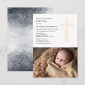 Baby Foto Taufe Elegantes Kirchenereignis Einladung (Vorne/Hinten)