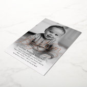 Baby Foto Taufe Rose Gold Folieneinladung (Gedreht)