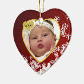 Baby-Foto-und Geburts-Datums-Weihnachten Snowy Keramikornament (Links)