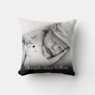 Baby-Foto und Name in Schrift Kissen