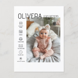 Baby Foto und Statistik Ankündigungspostkarte