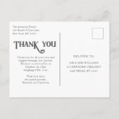 Baby Foto Vielen Dank für Ihre moderne Herzgeburt Ankündigungspostkarte (Rückseite)