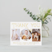 Baby Foto Vielen Dank für Ihre moderne Herzgeburt Folie Einladungspostkarte (Stehend vorne)