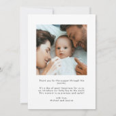 Baby Foto Vielen Dank Herzens Lässige Script Birth Ankündigung (Rückseite)