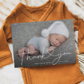 Baby Foto von Thank You Script Heart Birth Ankündigung