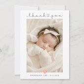Baby Foto von Thank You Script Heart Birth Ankündigung (Vorderseite)