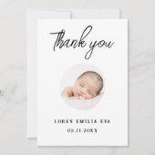 Baby Foto von Thank You Script Heart Birth Ankündigung (Vorderseite)