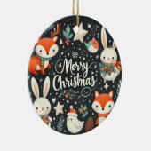 Baby Foto Weihnachten Niedliche Füchse und Bunnies Keramik Ornament (Rechts)