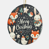 Baby Foto Weihnachten Niedliche Füchse und Bunnies Keramik Ornament (Links)