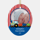Baby-Foto-Weihnachts-Ornament Zug Junge Keramik Ornament (Rechts)