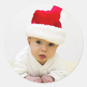 Baby Foto Weihnachtsaufkleber Runder Aufkleber