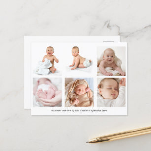 Baby-Fotocollage-Willkommenskarte Feiertagspostkarte