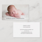 Baby Fotograf Minimalistisches Foto White Gray Visitenkarte (Vorne/Hinten)