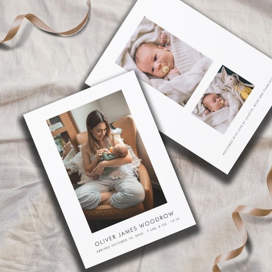 Baby Fotos Collage Birth Announction Flat Card