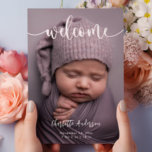 Baby Fotos Elegante Name Script Birth Ankündigung