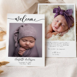 Baby Fotos Elegante Name Script Geburtsankündigung Ankündigung