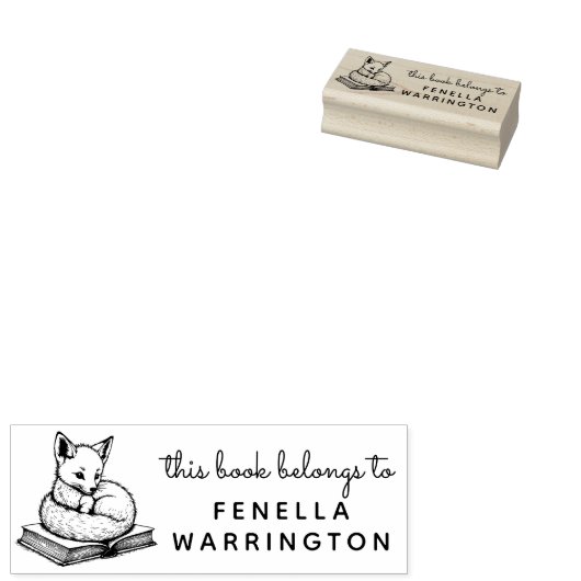 Baby Fox Book Nook Ex Libris Briefmarke Gummistempel (Stempel)