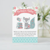 Baby Fox Bücher für Babybuchanfragen Einladung (Stehend Vorderseite)