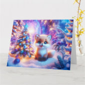Baby Fox Christmas Fantasy Karte (Gelbe Blume)