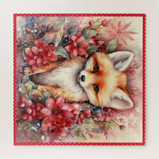 Baby Fox Christmas Large Square Puzzle (Horizontal)
