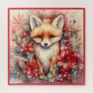 Baby Fox Christmas Large Square Puzzle