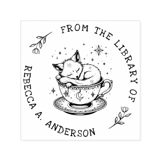 Baby Fox Cub Schlafen in einer Magischen Teacup Bi Permastempel (Design)