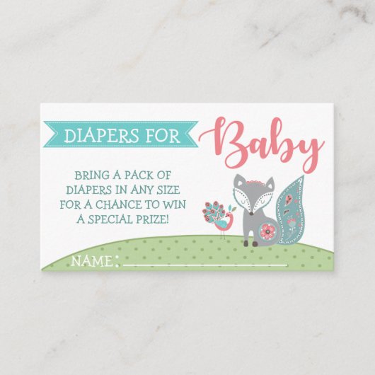 Baby Fox Diaper Raffles Tickets Begleitkarte (Vorderseite)