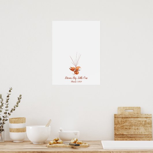 Baby Fox Fingerprint Gäestbook Poster (Küche)