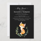 Baby Fox Floral Wreath Baby Dusche Einladung (Vorderseite)
