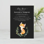 Baby Fox Floral Wreath Baby Dusche Einladung (Stehend Vorderseite)