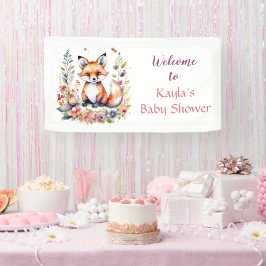 Baby Fox in Blume Begrüßungsdusche Banner (Party)