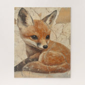 Baby Fox Old World Look Puzzle (Vertikal)