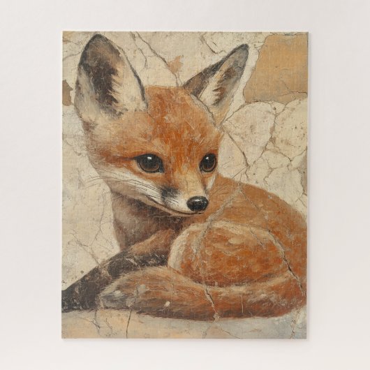 Baby Fox Old World Look Puzzle (Vertikal)