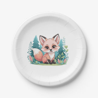  baby fox paper plates pappteller