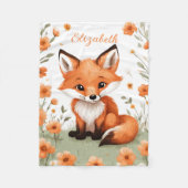 Baby Fox Peach Floral Blume Babydusche Geschenk Fleecedecke (Vorderseite)