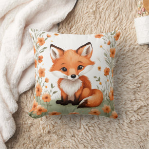 Baby Fox Peach Floral Blume Babydusche Geschenk Kissen