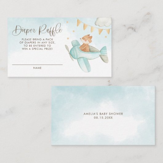 Baby Fox Pilot Airplane Windschutzscheibe Begleitkarte (Vorne/Hinten)