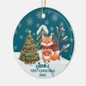 Baby Fox Snow Trees First Christmas Keramik Ornament (Links)