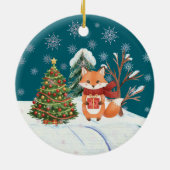 Baby Fox Snow Trees First Christmas Keramik Ornament (Hinten)