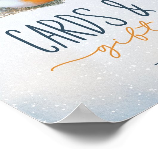 Baby Fox Snowly Winter Baby Duschkarten & Geschenk Poster (Ecke)