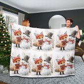 Baby Fox und Snowman Fleecedecke