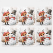 Baby Fox und Snowman Fleecedecke (Vorderseite (Horizontal))
