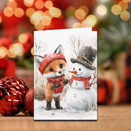 Baby Fox und Snowman Karte